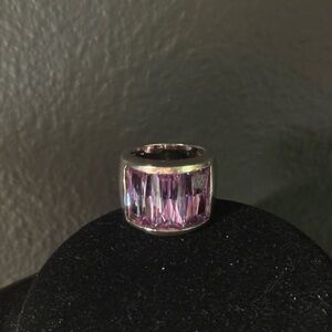 Elegant Silver Ring with Purple/Lavender Gemstone Size 7